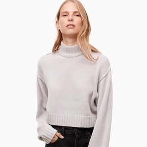 Wilfred Free merino wool crop mock neck sweater